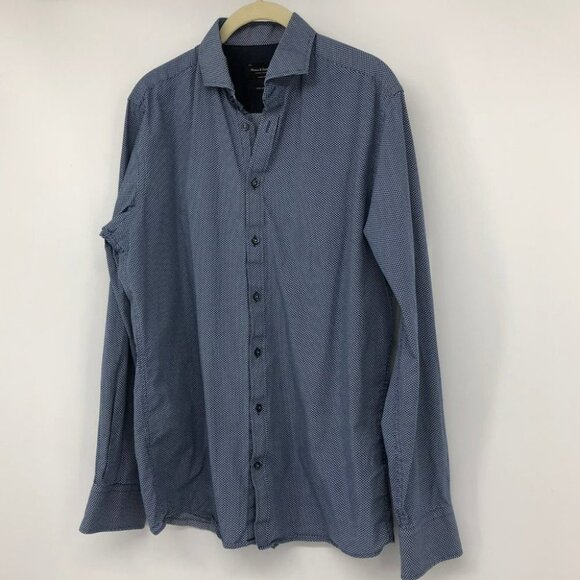 Bruun & Stengade Geometric Print Blue Button Down Dress Shirt - Picture 16 of 16